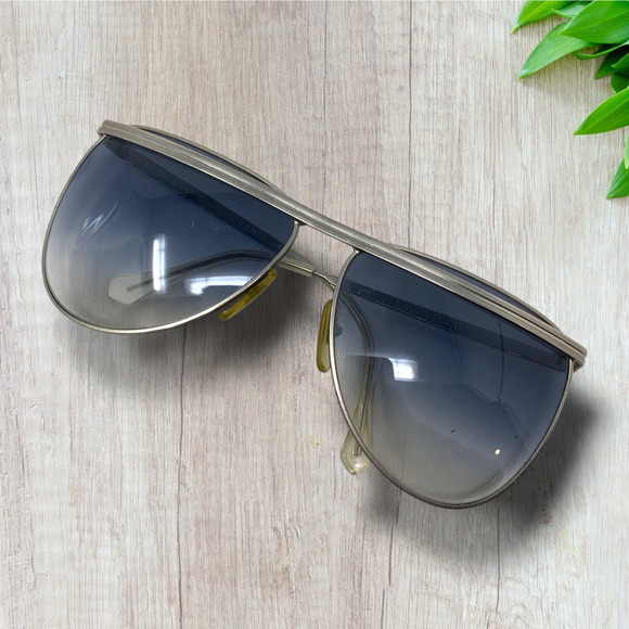 Vintage 1980\'s Laura Biagiotti OXSOL T1473 Matte Silver Browline Sunglasses main image 8